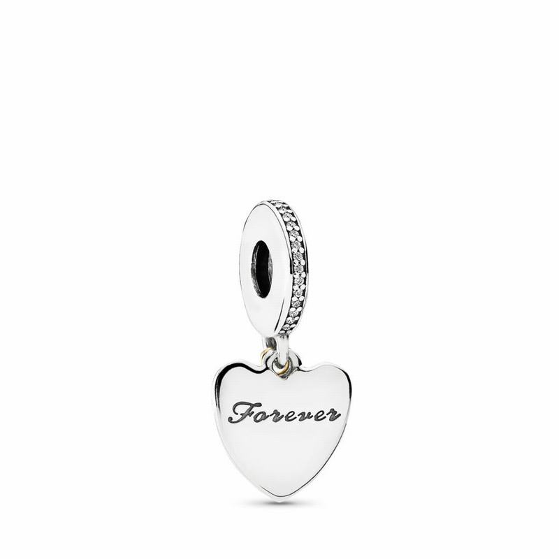 Pandora Love You Forever Dangle Charm Ireland - Two Tone/Cubic Zirconia - 784109JIT